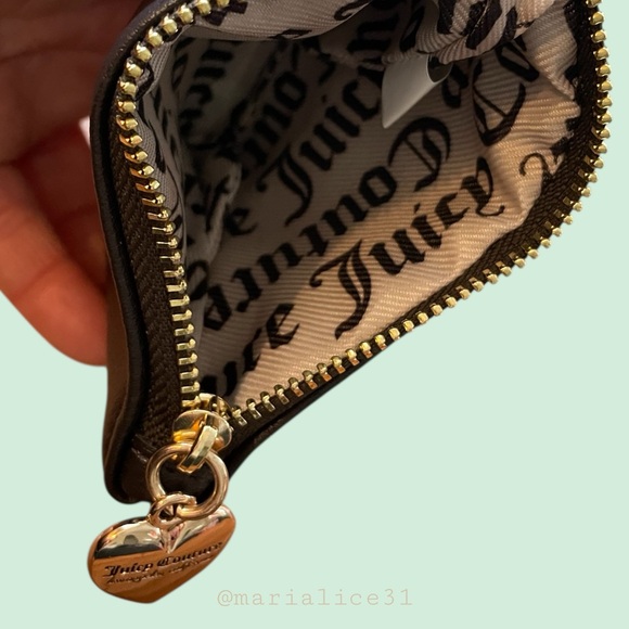 New•Juicy Couture dark brown keychain pouch with gold accents. NWOT - Picture 5 of 12